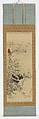 The Parrot “King” and Bird “Courtiers” on Plum and Rose Branches, Nagasawa Rosetsu (Japanese, 1754–1799), Hanging scroll; ink and color on silk, Japan